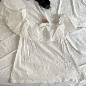 Chic White Ruffle Off-Shoulder Blouse